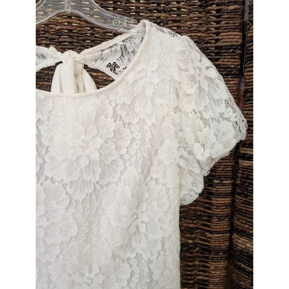 Free People Hailee Mini Dress Medium White Fairy Cottagecore Romantic Wedding